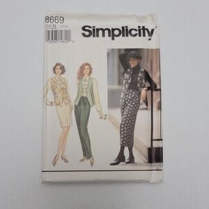 Vintage 1993 Simplicity 8669 Wrap Skirt Pants Vest Sewing Pattern Misses 10-14